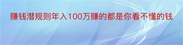 赚钱潜规则年入100万赚的都是你看不懂的钱