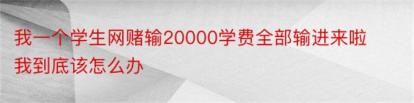 我一个学生网赌输20000学费全部输进来啦我到底该怎么办