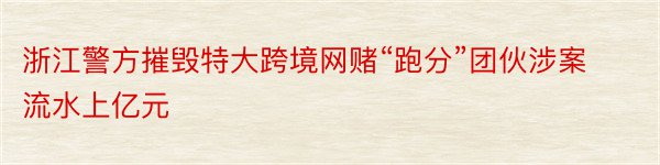 浙江警方摧毁特大跨境网赌“跑分”团伙涉案流水上亿元